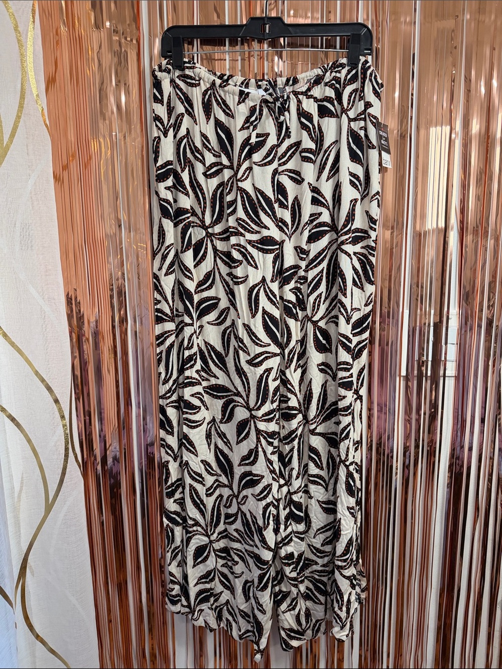 Bar III Cream Maxi Coverup with Black Leaf Print NEW XL